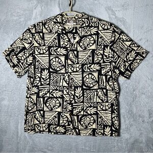 KALAHEO Hawaiian Shirt Mens Size 3X Floral Geometric Tropical Beach Silky Island